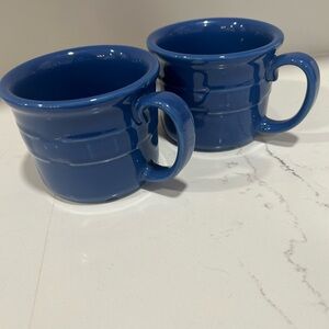 Longaberger Cornflower Blue Woven Traditions Soup Mugs